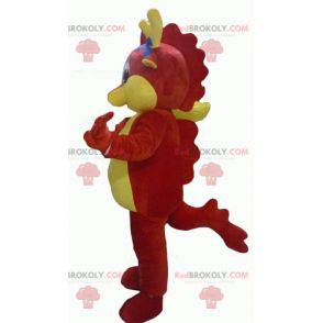 Mascotte de dragon rouge et jaune géant - Redbrokoly.com