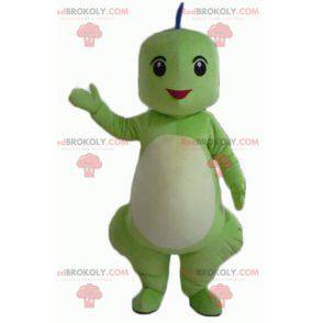 Mascote dragão verde azul e laranja sorrindo - Redbrokoly.com