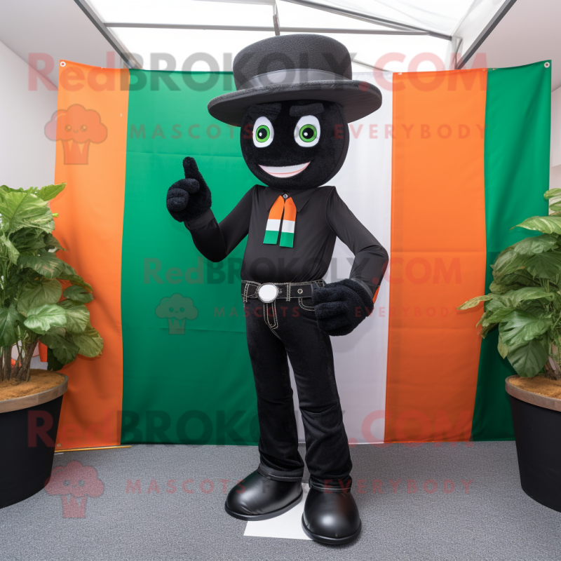 Black Irish Flag mascot costume character dressed with a Bootcut Jeans and Ties Black Irish Flag mascot costume character dressed with a Bootcut Jeans and Ties