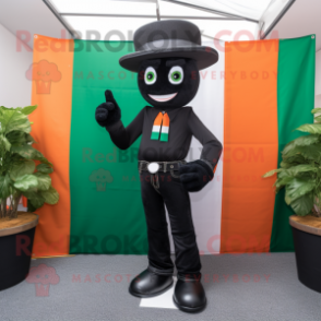 Black Irish Flag mascot costume character dressed with a Bootcut Jeans and Ties