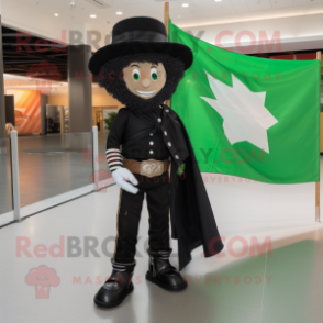 Black Irish Flag mascot costume character dressed with a Bootcut Jeans and Ties