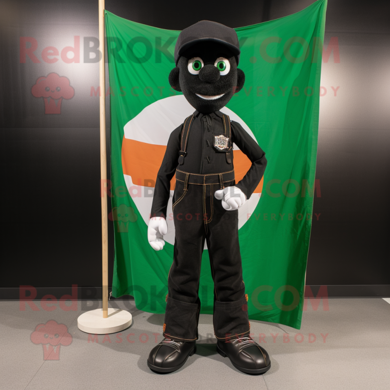 Black Irish Flag mascot costume character dressed with a Bootcut Jeans and Ties Black Irish Flag mascot costume character dressed with a Bootcut Jeans and Ties