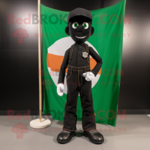 Black Irish Flag mascot costume character dressed with a Bootcut Jeans and Ties