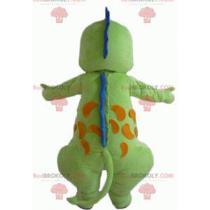 Mascotte de dragon vert bleu et orange souriant - Redbrokoly.com