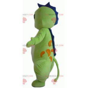 Mascota dragón verde azul y naranja sonriendo - Redbrokoly.com