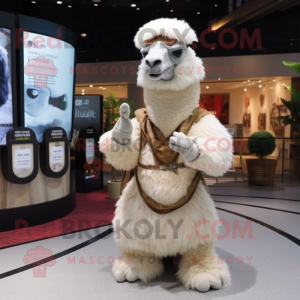 White Camel mascot costume character dressed with a Wrap Skirt and Bracelet watches