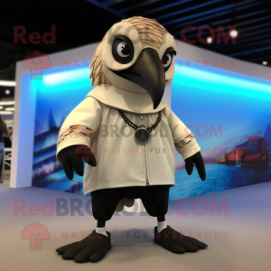 Beige kragemaskot kostume...