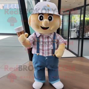 nan Ice Cream mascot costume character dressed with a Polo Shirt and Pocket squares