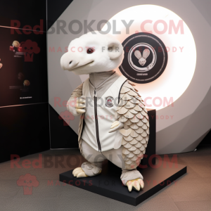 White Pangolin mascot costume character dressed with a Jacket and Watches