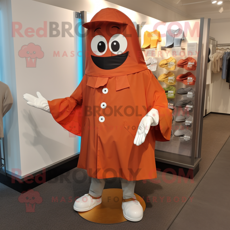 Rust Clam Chowder mascot costume character dressed with a Raincoat and Shoe clips