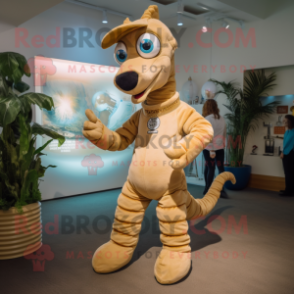Tan Sea Horse mascot costume character dressed with a Romper and Rings