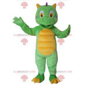 Cute and colorful little green and yellow dragon mascot -