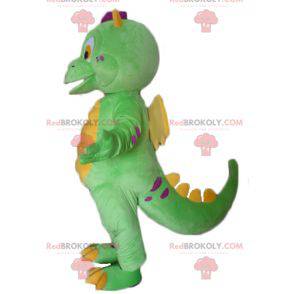 Cute and colorful little green and yellow dragon mascot -