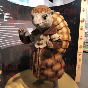 nan Pangolin mascot costume character dressed with a Pencil Skirt and Mittens