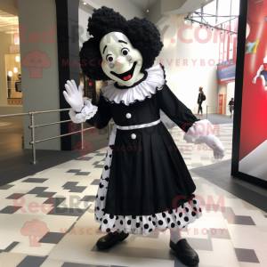 Black Mime mascot costume character dressed with a Dress and Foot pads
