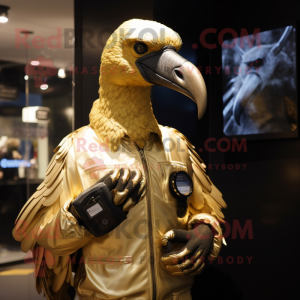 Gold Vulture maskot kostume...