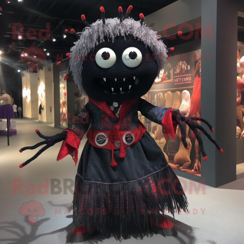 nan Spider mascot costume character dressed with a Empire Waist Dress and Backpacks