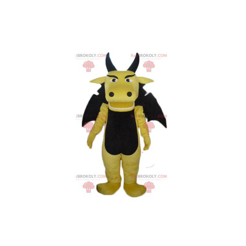 Divertente e impressionante mascotte drago giallo e nero -
