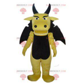 Divertente e impressionante mascotte drago giallo e nero -