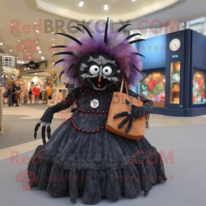 nan Spider mascot costume character dressed with a Empire Waist Dress and Backpacks