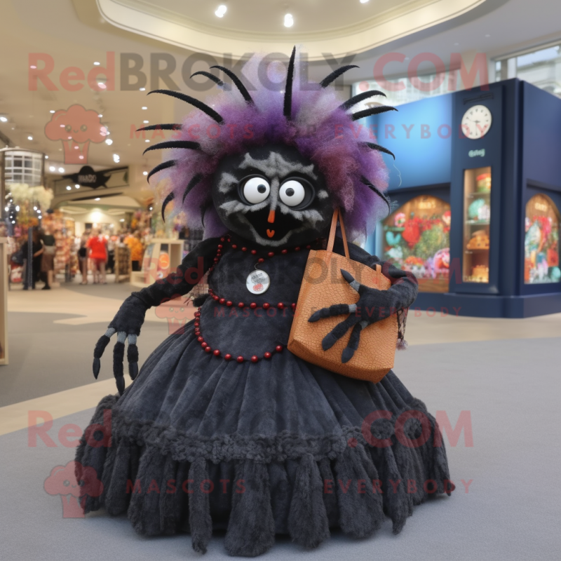 nan Spider mascot costume character dressed with a Empire Waist Dress and Backpacks nan Spider mascot costume character dressed with a Empire Waist Dress and Backpacks