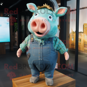 Postava maskota Teal Pig...