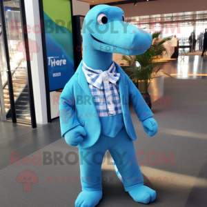 Cyan Diplodocus maskot...