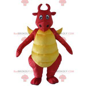 Mascote dinossauro dragão vermelho e amarelo - Redbrokoly.com