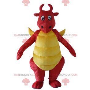 Mascota dinosaurio dragón rojo y amarillo - Redbrokoly.com