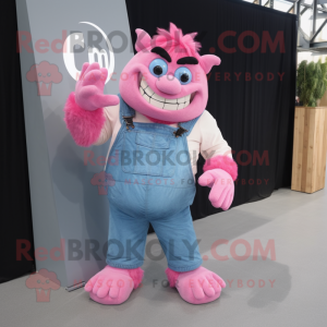 Pink Ogre maskot kostume...