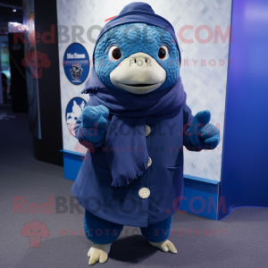 Navy Cod mascot costume character dressed with a Turtleneck and Scarves