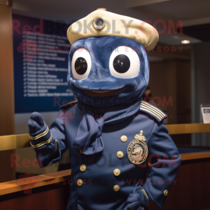Navy Cod mascot costume character dressed with a Turtleneck and Scarves