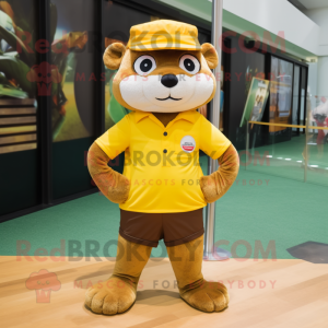 Gold Otter maskot kostume...