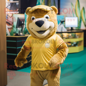 Gold Otter maskot kostume...