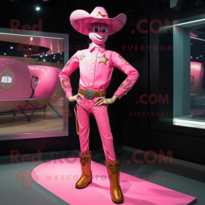 Pink Cowboy maskot kostume...