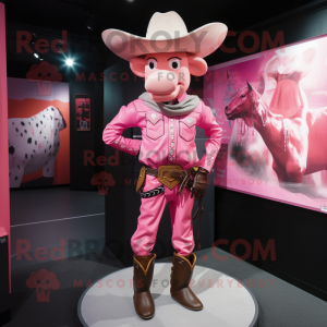 Pink Cowboy maskot kostume...