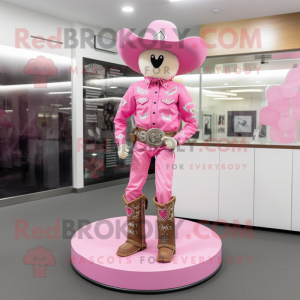 Rosa Cowboy maskot kostym...