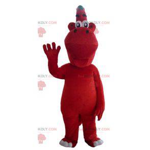 Mascotte de dragon rouge et vert originale et sympathique -