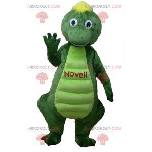 Mascota de cocodrilo dinosaurio verde y amarillo -