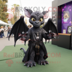 Black Gargoyle mascot costume character dressed with a Cardigan and Keychains