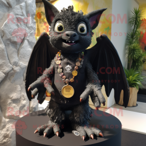 Black Gargoyle mascot costume character dressed with a Cardigan and Keychains