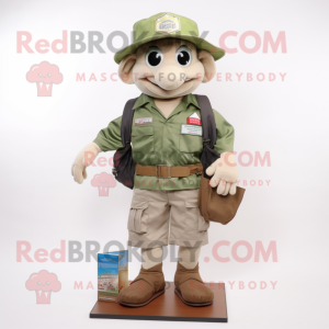 White Green Beret mascot costume character dressed with a Denim Shorts and Wallets