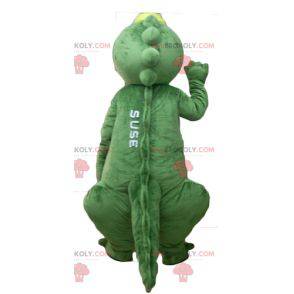 Mascote crocodilo dinossauro verde e amarelo - Redbrokoly.com