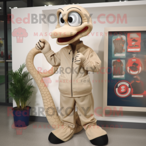 Beige Snake maskot kostume...