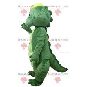 Green and yellow dinosaur crocodile mascot - Redbrokoly.com