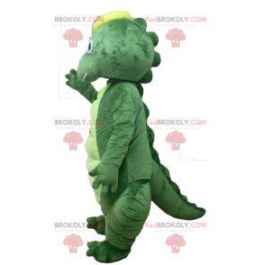 Grøn og gul dinosaur krokodille maskot - Redbrokoly.com