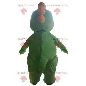 Sød og rørende grøn og gul dinosaur maskot - Redbrokoly.com