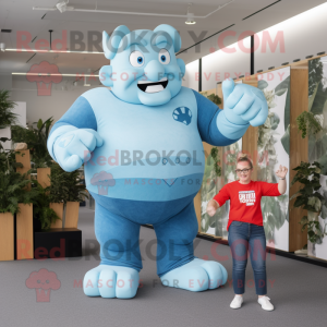 Sky Blue Strongman mascotte...