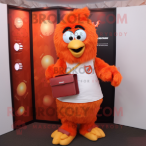 Orange Chicken Parmesan mascot costume character dressed with a Poplin Shirt and Wallets