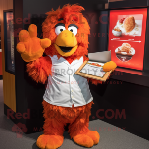 Orange Chicken Parmesan mascot costume character dressed with a Poplin Shirt and Wallets